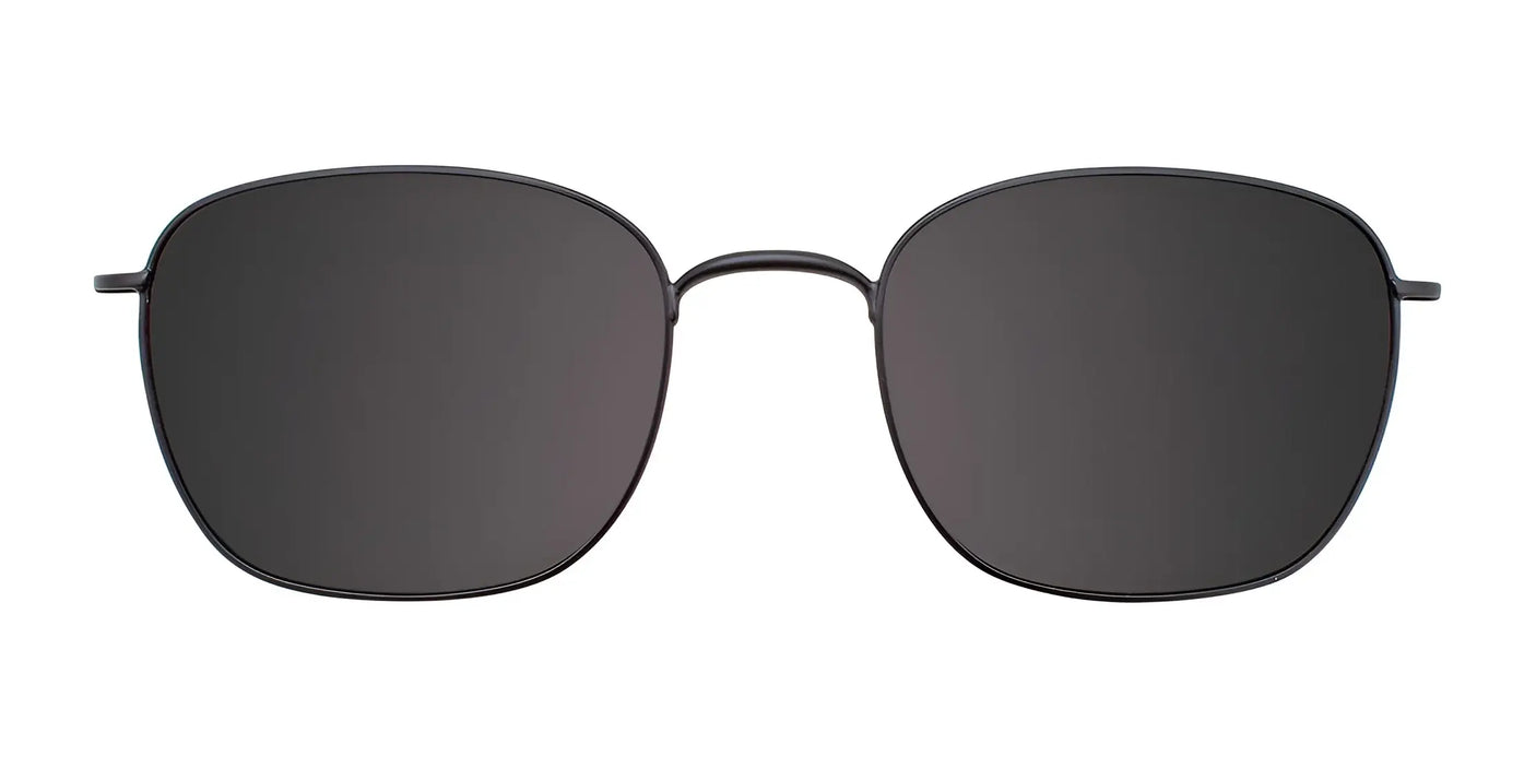 The Cargo C5045 Eyeglasses with Clip-on Sunglasses in size 53 feature a black rectangular design with a thin metal frame and dark lenses, providing a durable option.