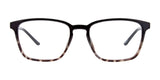 The Cargo C5052 Eyeglasses with Clip-on Sunglasses, available in size 53, are designed with a lightweight build and feature a subtle tortoiseshell pattern on the lower half of the black frames, providing both style and comfort.