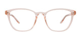 The Cargo C5053 Eyeglasses with Clip-on Sunglasses offer stylish full-rim rectangular frames adorned with a subtle pink tint, ideal for anyone looking to add a chic and modern touch to their look.