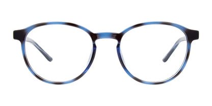 Front view of the Cargo C5058 Eyeglasses with Clip-on Sunglasses, featuring a stylish blue and black frame, designed to be prescription-ready for your convenience.