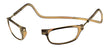 A pair of sleek, frameless reading glasses featuring thin, flexible temple arms and clear lenses, inspired by the lightweight and durable design of Amber Clic Readers ORIGINAL Eyeglasses.