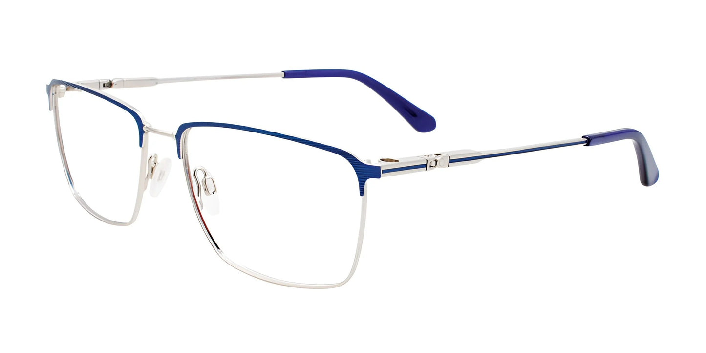 Clip & Twist CT269 Eyeglasses with Clip-on Sunglasses Satin Blue & Silver