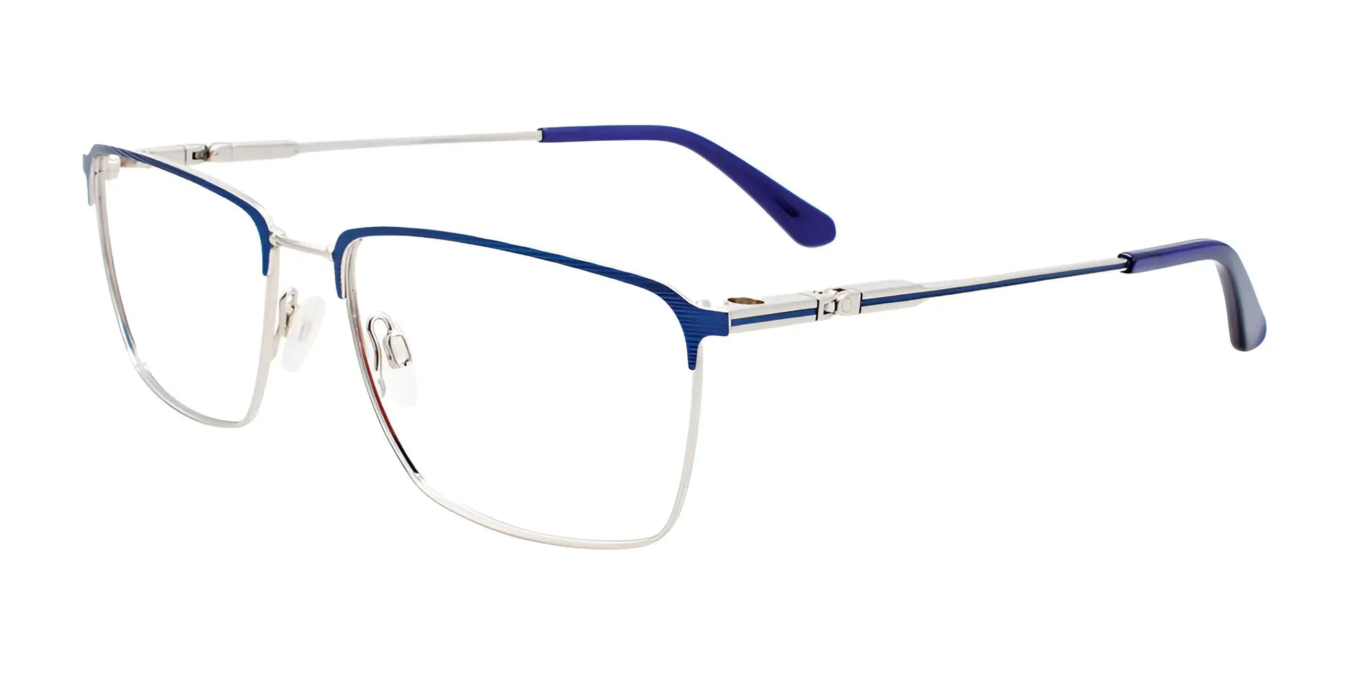 Clip & Twist CT269 Eyeglasses with Clip-on Sunglasses Satin Blue & Silver