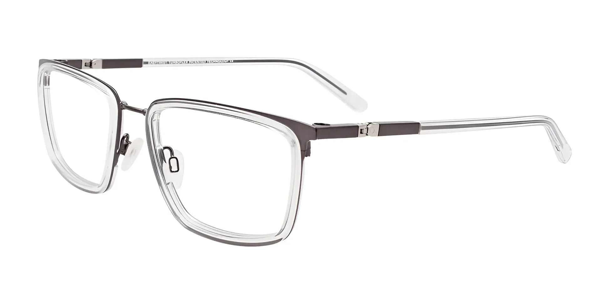 Clip & Twist CT272 Eyeglasses with Clip-on Sunglasses Crystal & Matt Dark Grey