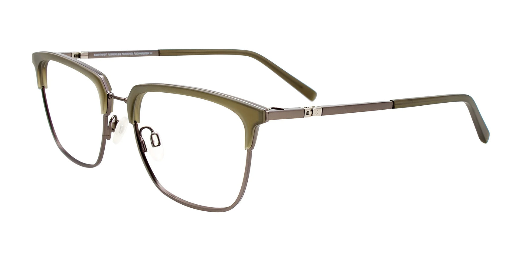 Clip & Twist CT275 Eyeglasses with Clip-on Sunglasses Matt Khaki & Satin Steel