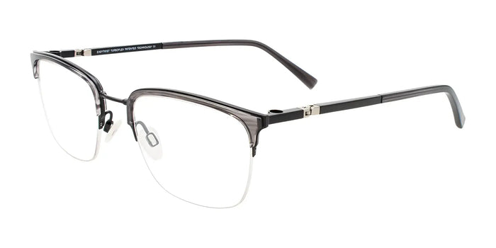 Clip & Twist CT276 Eyeglasses with Clip-on Sunglasses | Size 52 / Black & Grey Striped
