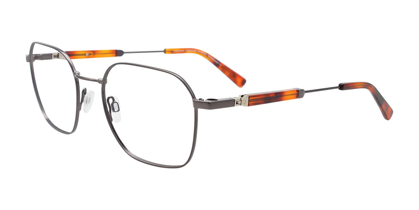 Clip & Twist CT283 Eyeglasses with Clip-on Sunglasses Dark Steel & Amber Tortoise