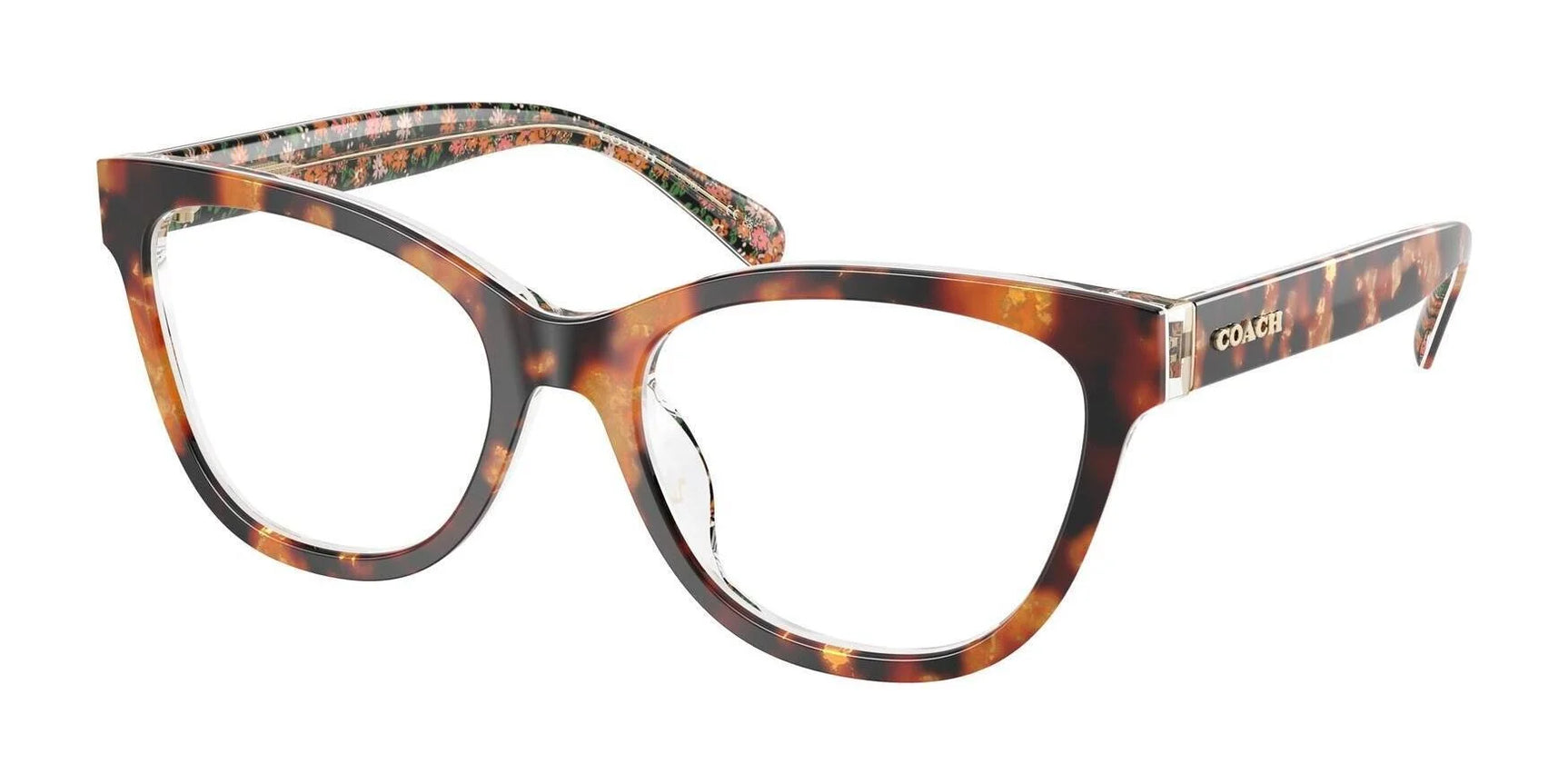 Coach HC6249U Eyeglasses Amber Tortoise / Orange Floral