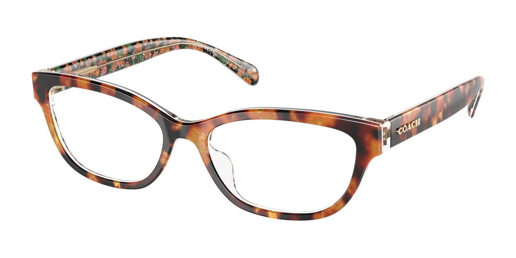 Coach HC6250U Eyeglasses Amber Tortoise / Orange Floral