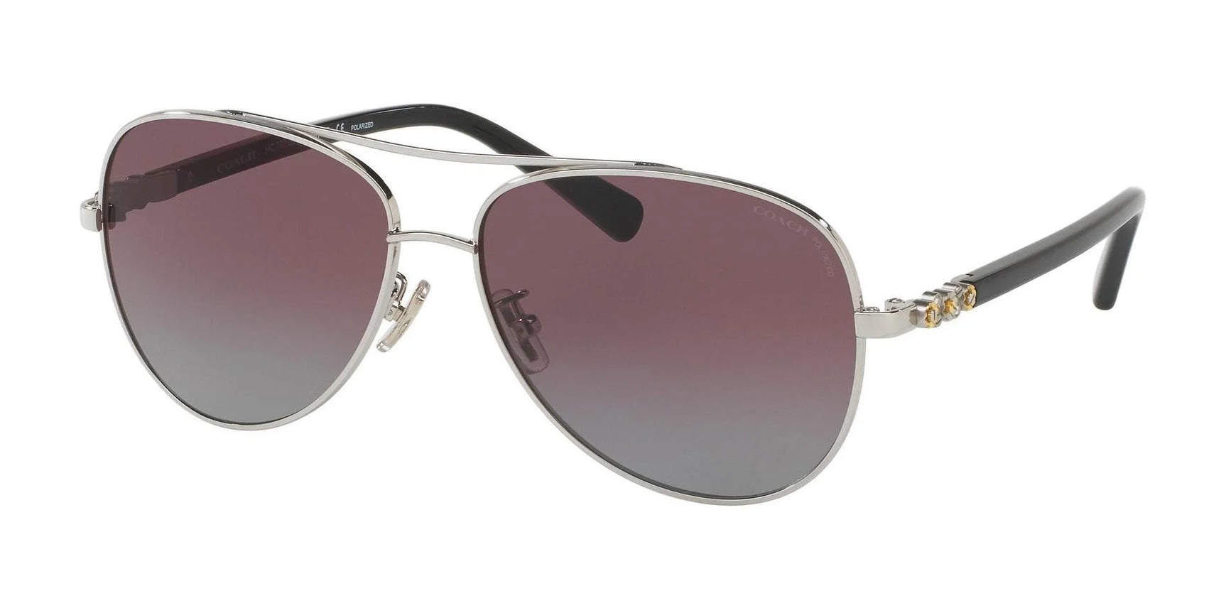 Coach L1636 HC7072B Sunglasses Silver / Black / Burgundy Gradient Polar