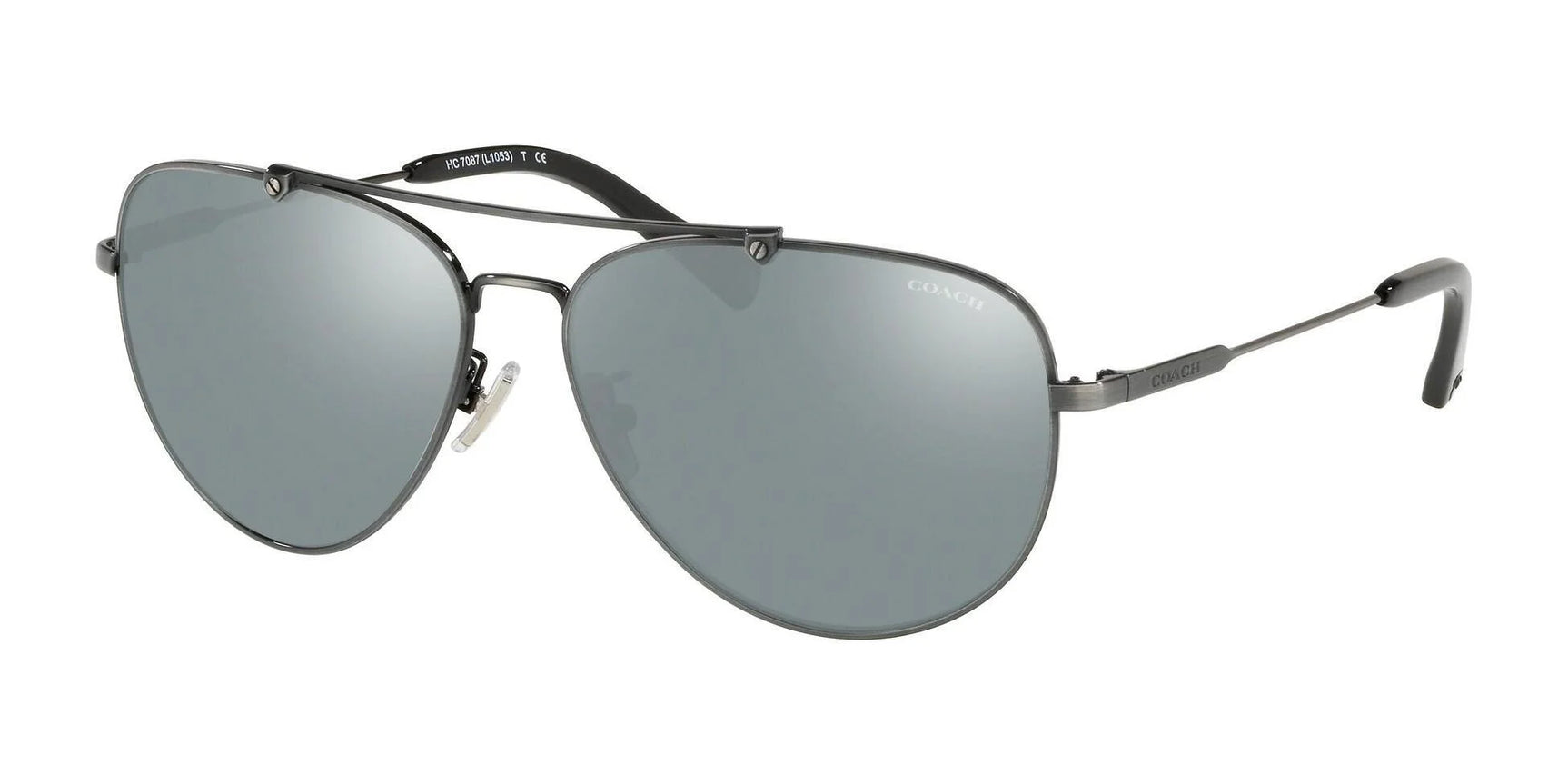 Coach L1053 HC7087 Sunglasses Antique Silver / Blue Silver Mirror