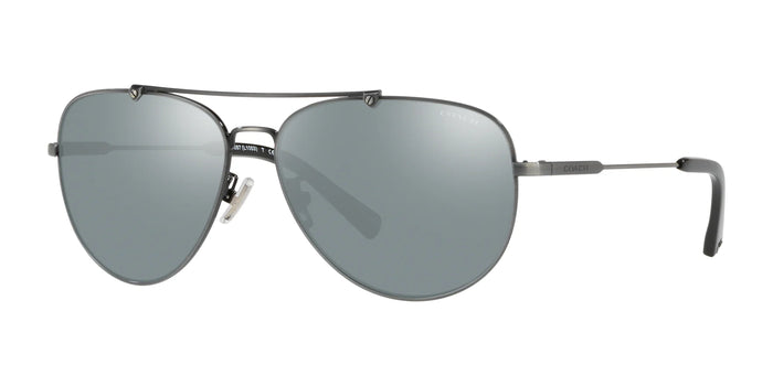Coach L1053 HC7087 Sunglasses | Size 59 / Antique Silver №92741U / Blue Silver Mirror (3N 12.0%)