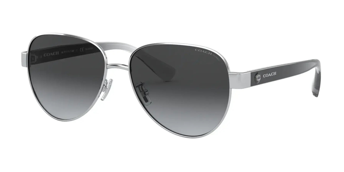 Coach L1128 HC7111 Sunglasses Silver / Dark Grey Gradient Polarized