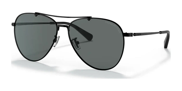 Coach CA575 HC7136 Sunglasses | Size 60 / Satin Black №939381 / Dark Grey Solid (Polarized) (3P 10%)