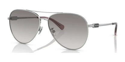 Coach CD474 HC7140 Sunglasses Shiny Silver / Grey Gradient