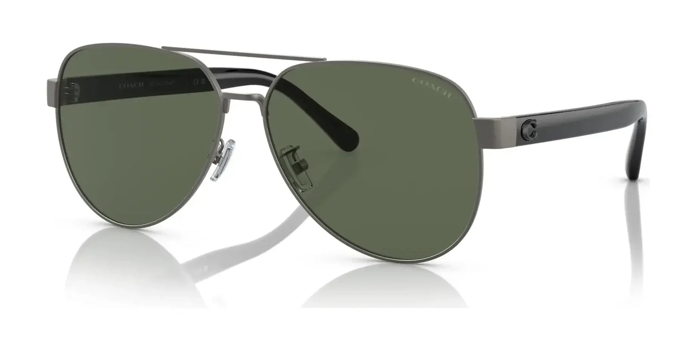 Coach CD467 HC7143 Sunglasses Satin Gunmetal / Dark Green Solid