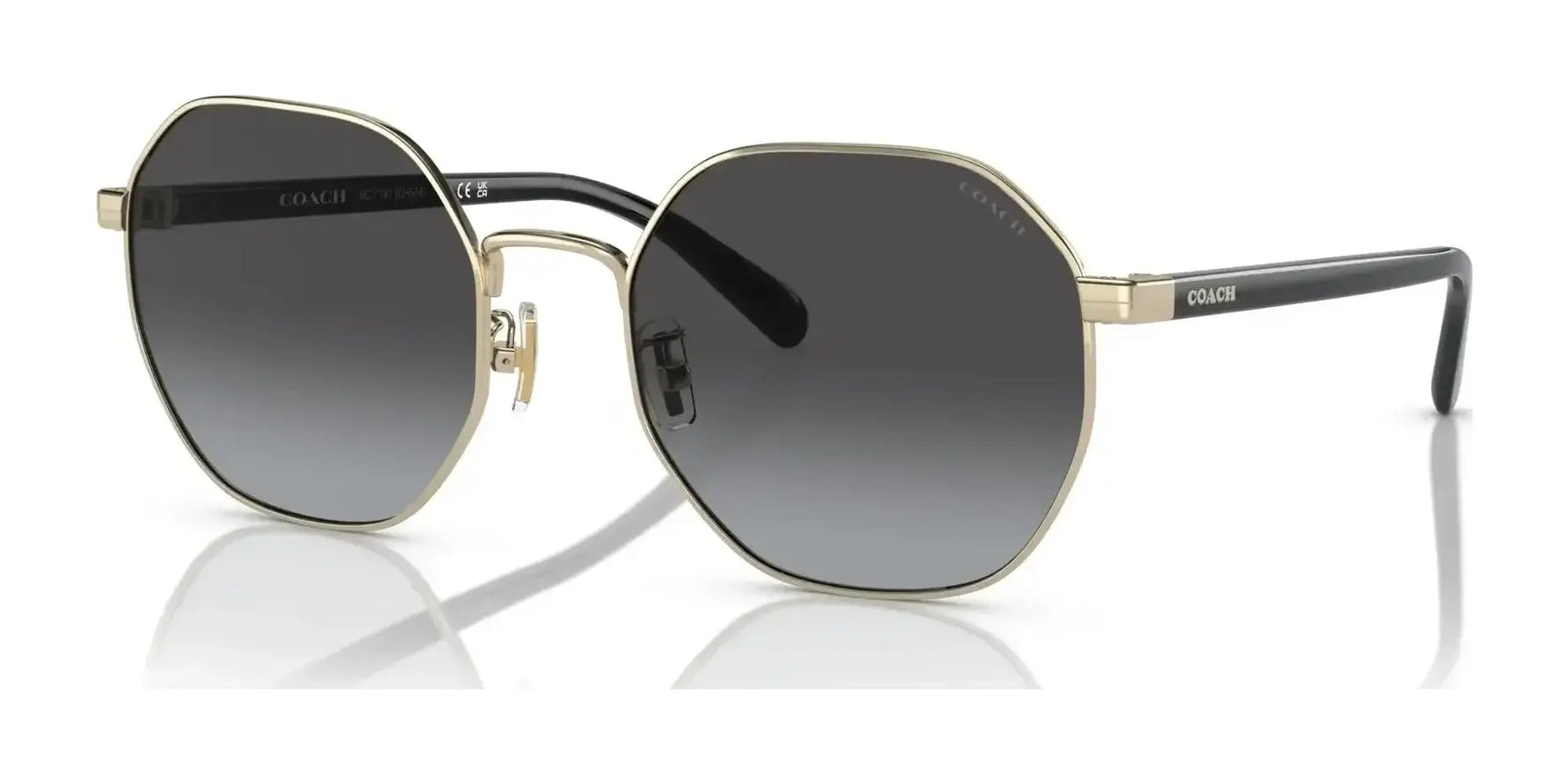 Coach CH556 HC7147 Sunglasses Shiny Light Gold / Grey Gradient