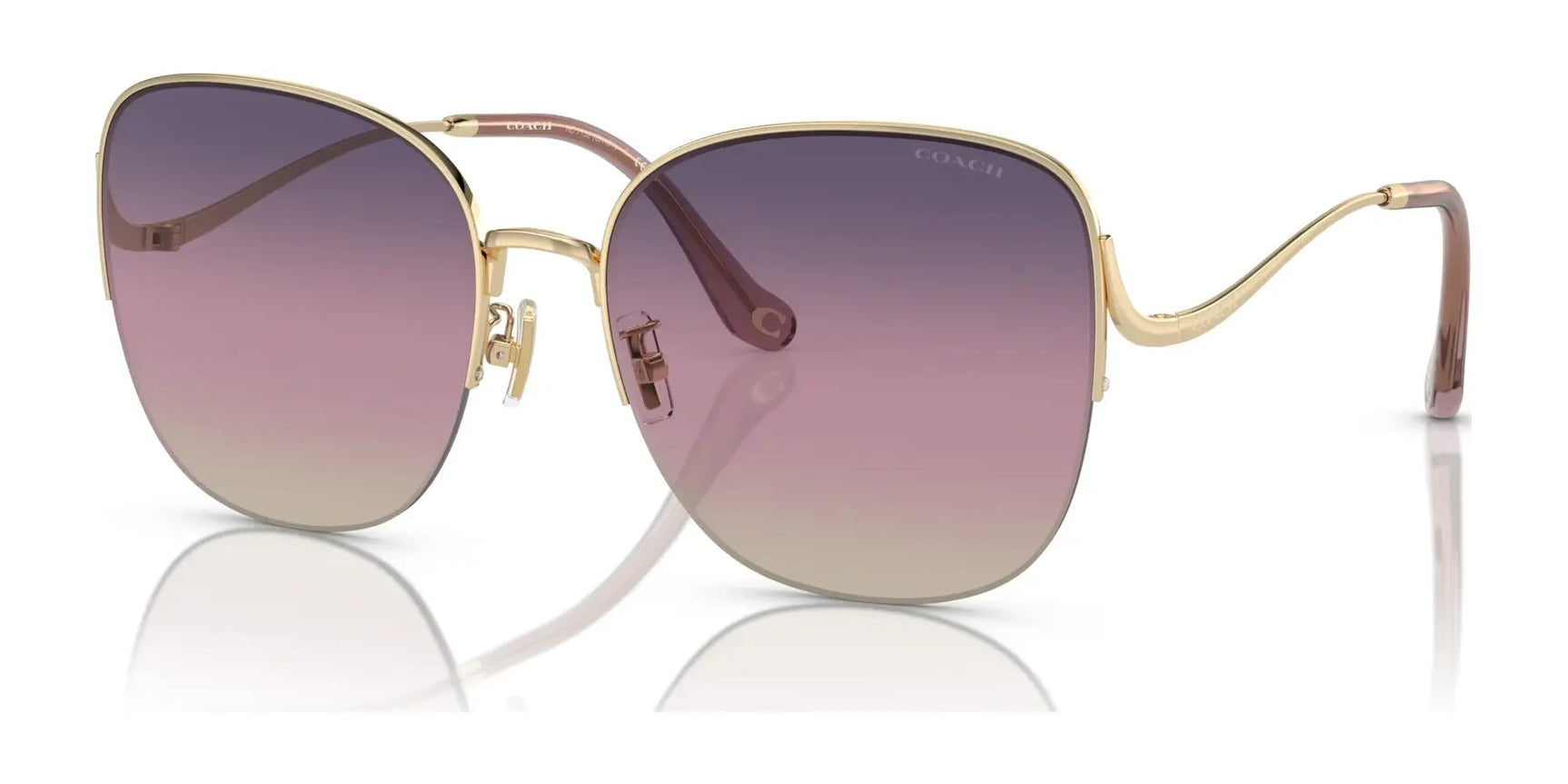 Coach CK481 HC7152 Sunglasses Shiny Light Gold / Purple Pink Gradient