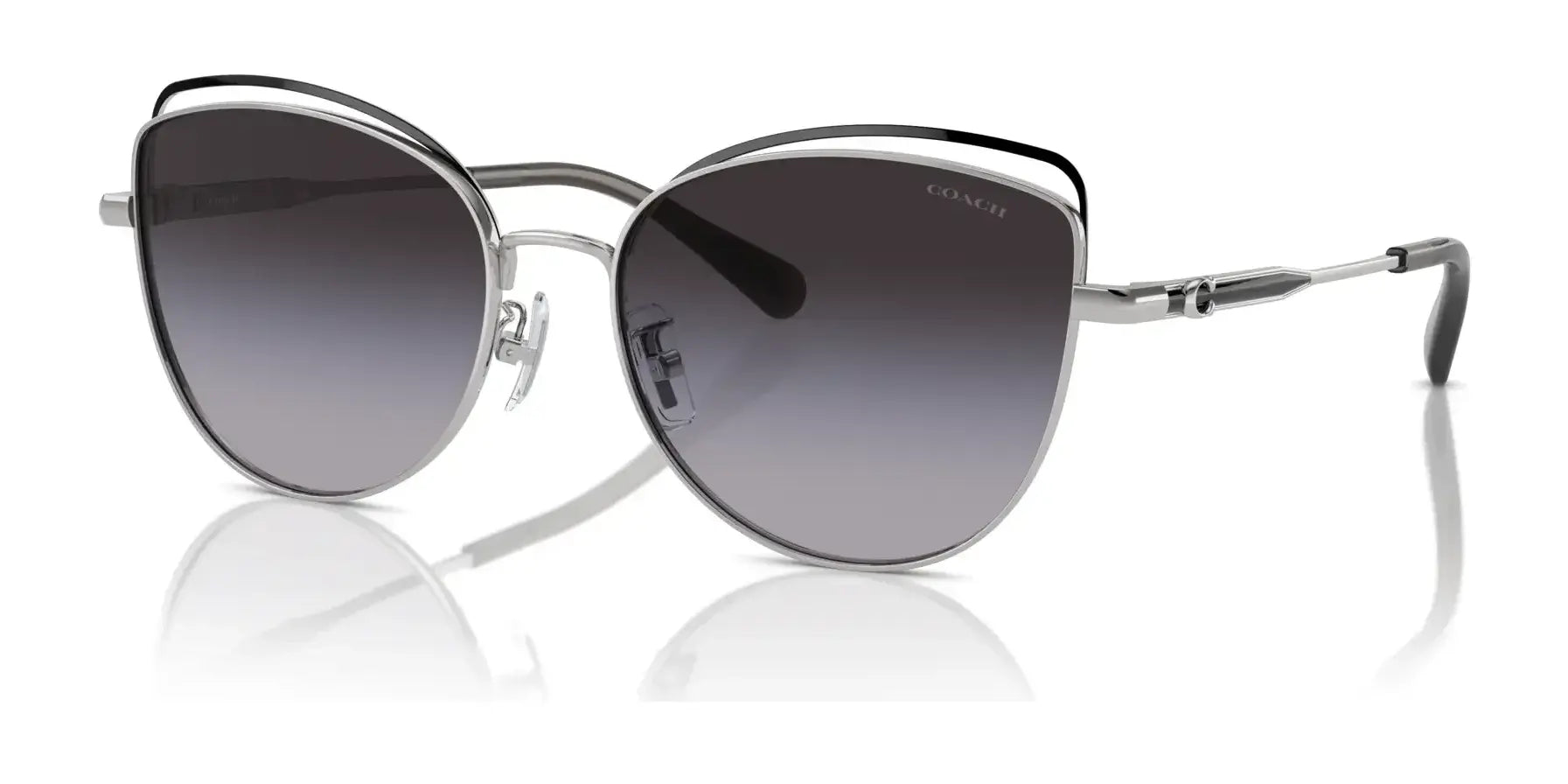 Coach CR621 HC7162 Sunglasses Shiny Silver / Black / Grey Gradient