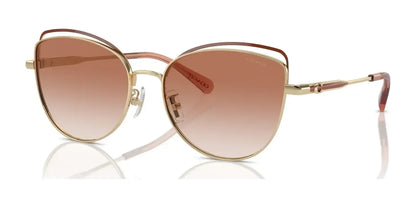 Coach CR621 HC7162 Sunglasses Shiny Light Gold / Nutmeg / Amber Gradient