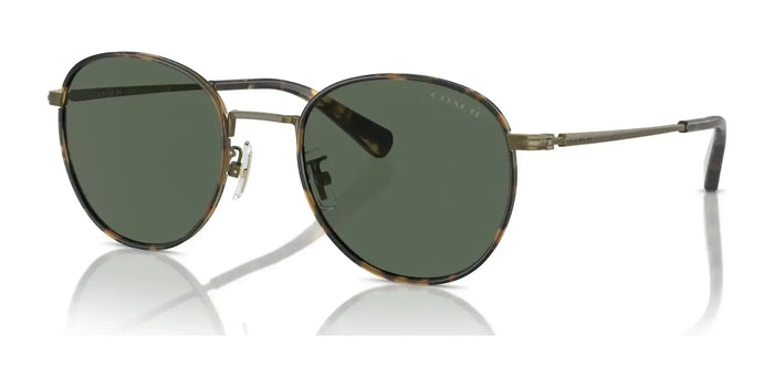 Coach CR631 HC7163 Sunglasses | Size 52 / Antique Gold / Tokyo Tortoise / Green Solid (3N 14.0%) №933371