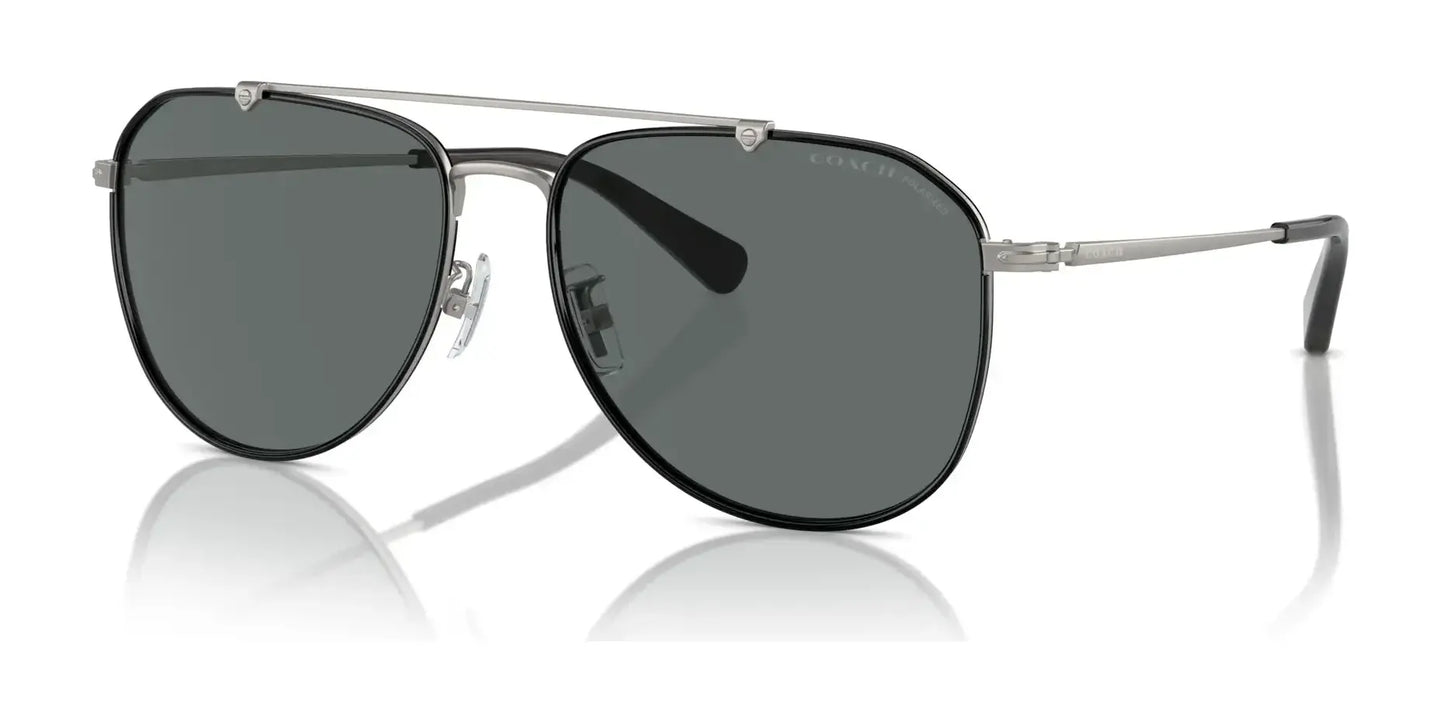 Coach CR626 HC7164 Sunglasses Satin Gunmetal / Black / Grey Solid Polarized