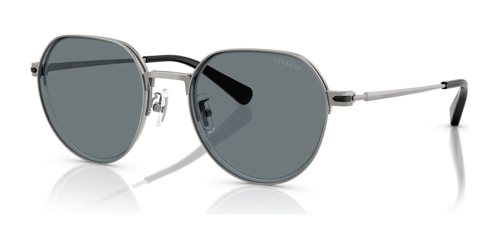 Coach CAE81 HC7179 Sunglasses Shiny Gunmetal / Grey Solid