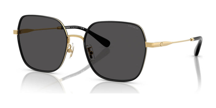 Coach CAE93 HC7180D Sunglasses | Size 57 / Shiny Gold / Black / Grey Solid (3N 10%) №946687