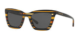 Coach L1630 HC8203 Sunglasses Black Amber Glitter Varsity Stripe / Dark Grey Solid