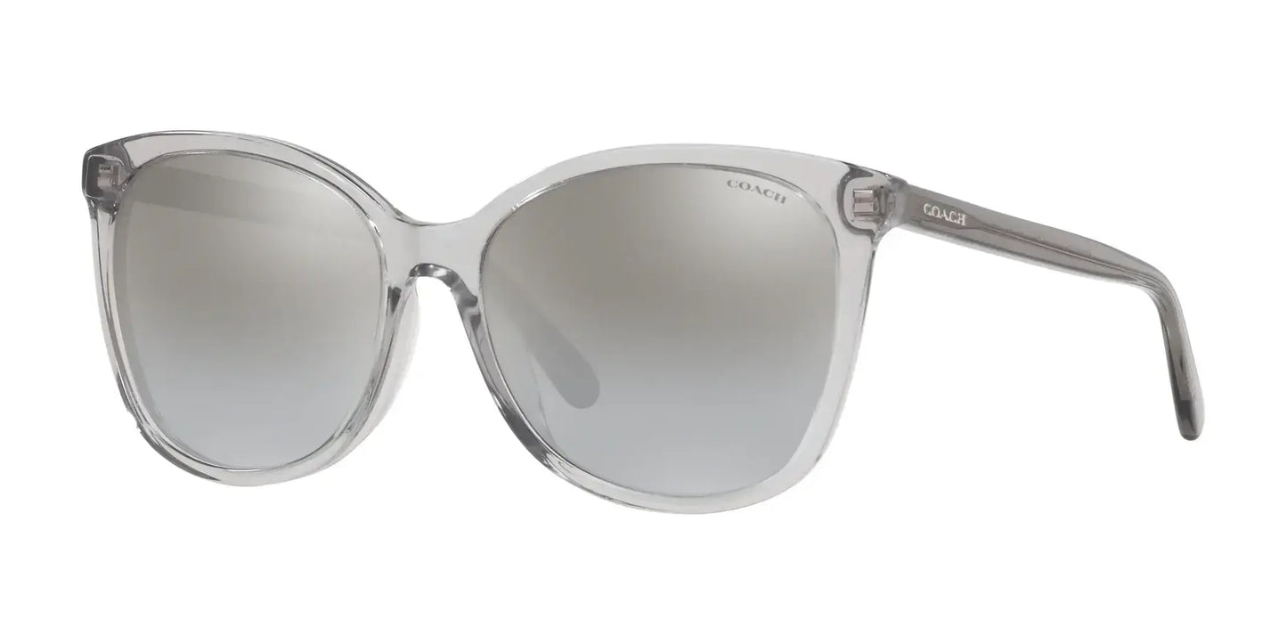Coach L1101 HC8271U Sunglasses Transparent Grey / Silver Flash
