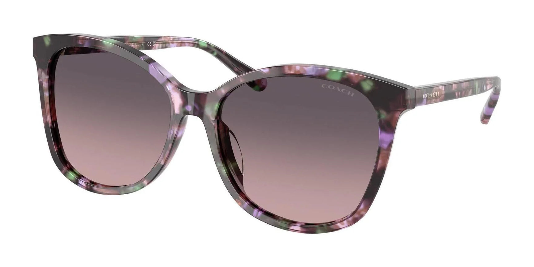 Coach L1101 HC8271U Sunglasses Amethyst Pearl Tortoise / Smoke Purple Gradient