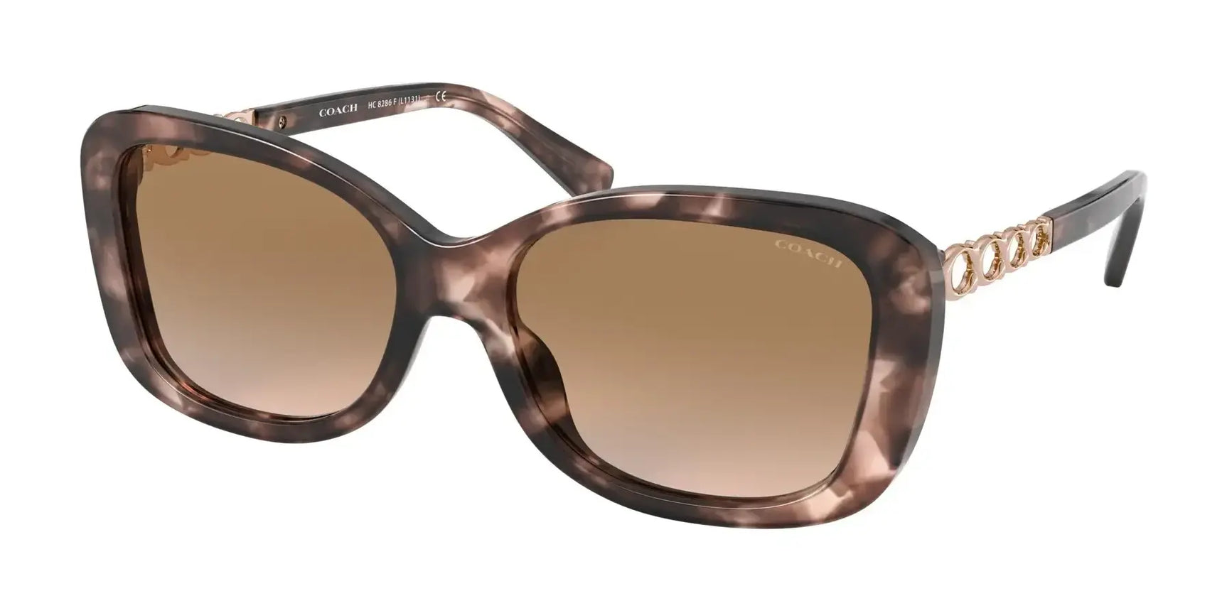 Coach L1131 HC8286F Sunglasses Pink Tortoise / Light Brown Gradient Dark Brown