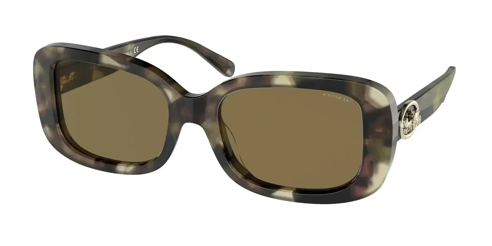 Coach C6187 HC8330F Sunglasses Milky Moss Green Tortoise / Dark Brown Solid