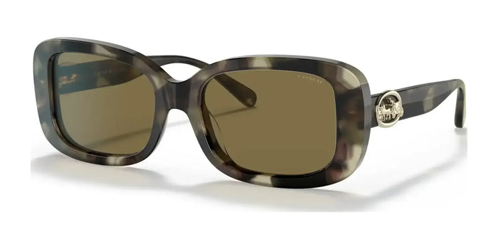 Coach C6187 HC8330F Sunglasses | Size 56 / Milky Moss Green Tortoise №559273 / Dark Brown Solid (3N 13.5%)