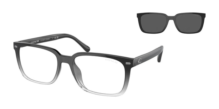 Coach CK470 HC8357U Eyeglasses with Sun-clips | Size 57 / Black Clear Gradient / Grey Solid (0N 87.1%) №576387