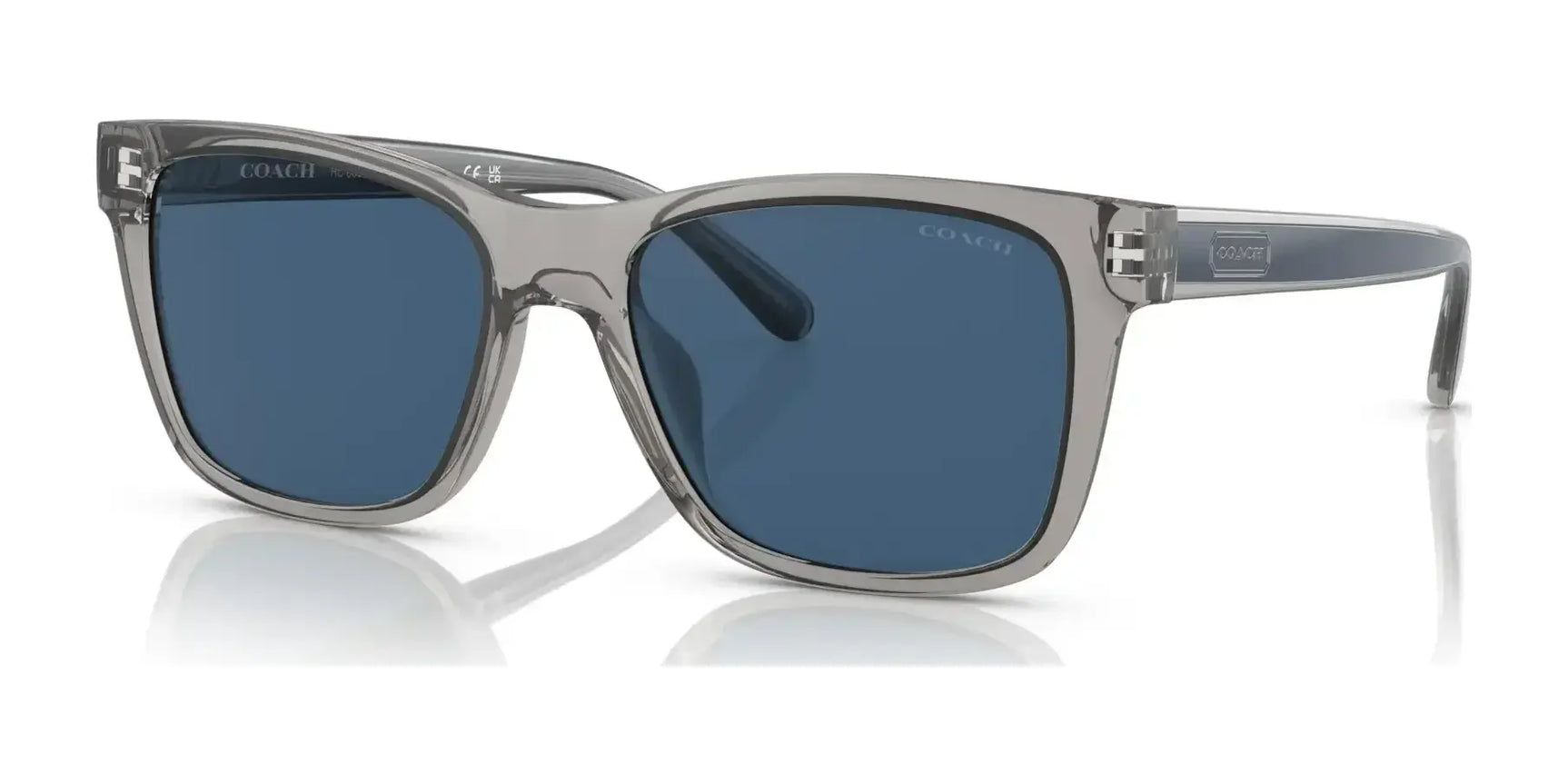 Coach CD455 HC8359U Sunglasses Transparent Matte Grey / Blue Flash