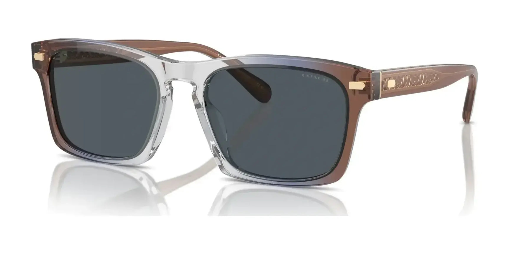 Coach CR628 HC8397U Sunglasses Pecan Blue Grey Gradient / Blue Grey Solid