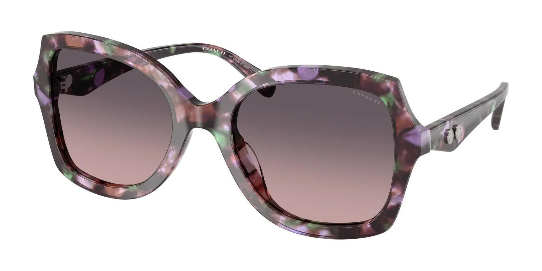 Coach CW225 HC8410U Sunglasses Amethyst Pearl Tortoise / Smoke Purple Gradient