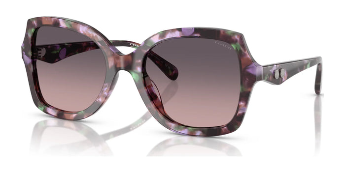 Coach CW225 HC8410U Sunglasses | Size 56 / Amethyst Pearl Tortoise / Smoke Purple Gradient (2N 21%) №584346