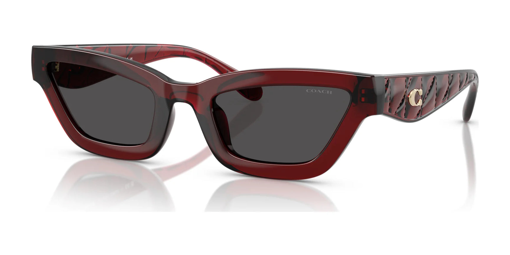 Coach CAD28 HC8420U Sunglasses Transparent Deep Red / Grey Solid