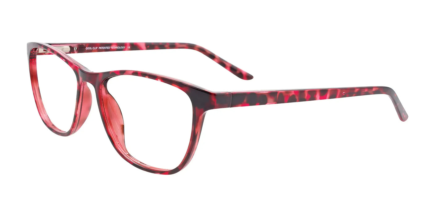 CoolClip CC840 Eyeglasses with Clip-on Sunglasses Red Tortoise