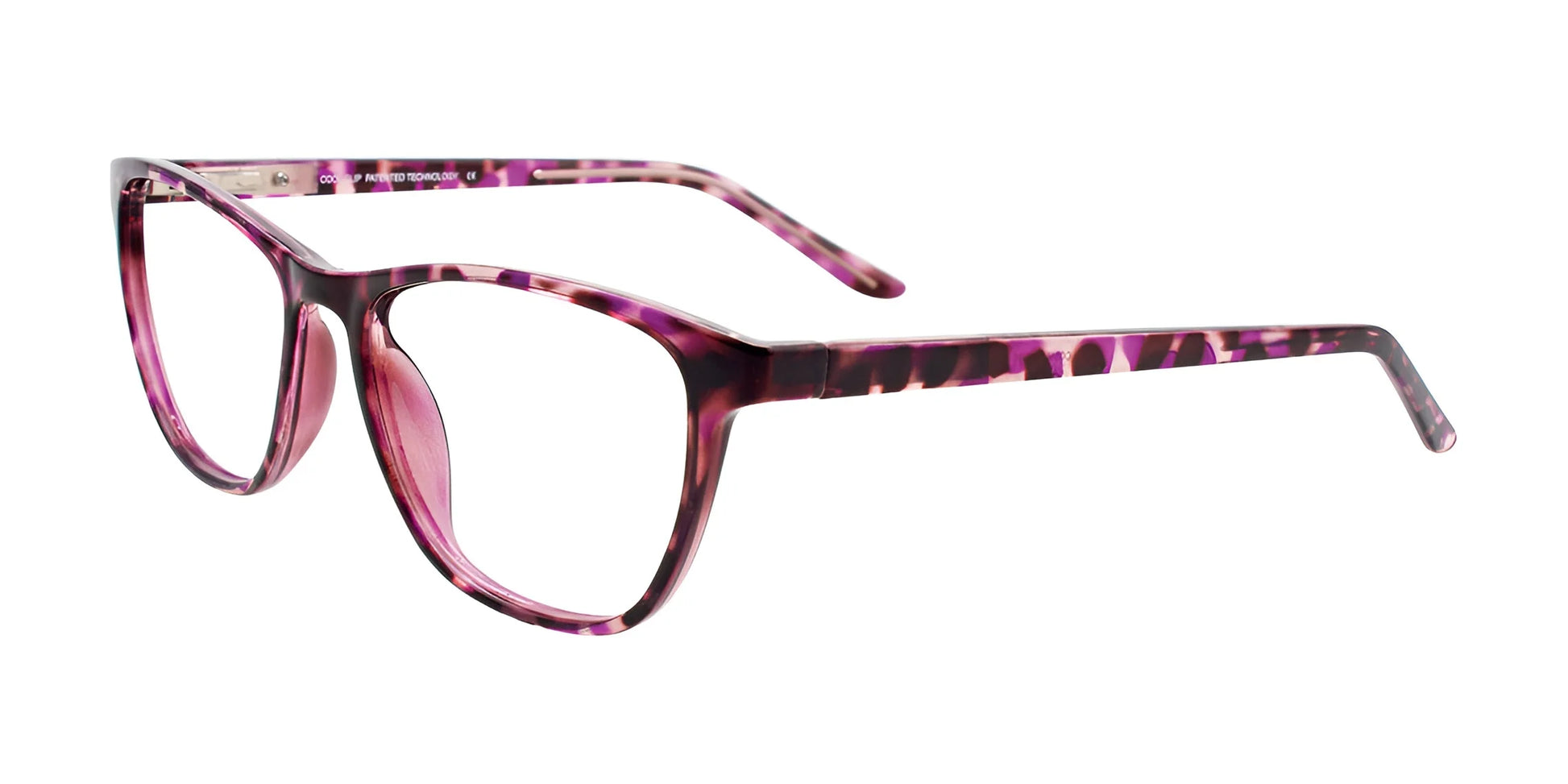 CoolClip CC840 Eyeglasses with Clip-on Sunglasses Purple Tortoise