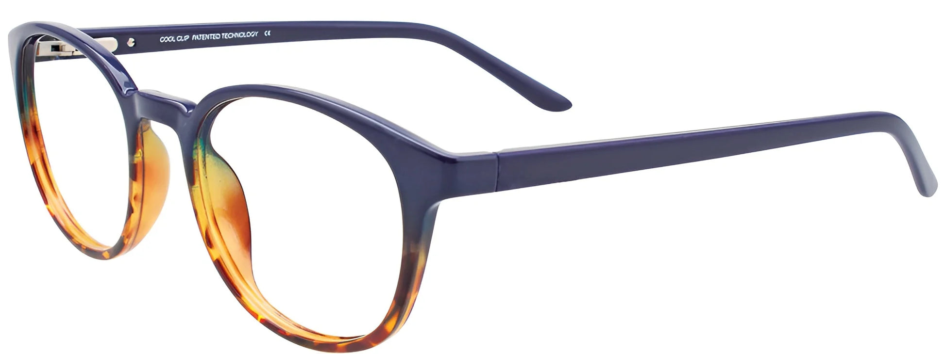 CoolClip CC842 Eyeglasses with Clip-on Sunglasses Blue & Demi Amber