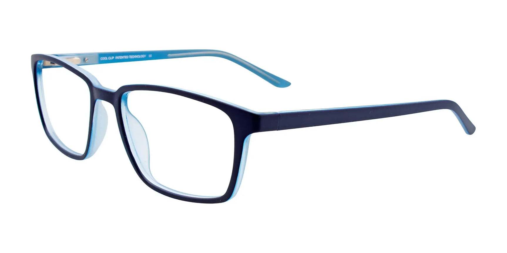 CoolClip CC843 Eyeglasses with Clip-on Sunglasses Navy Blue & Light Blue