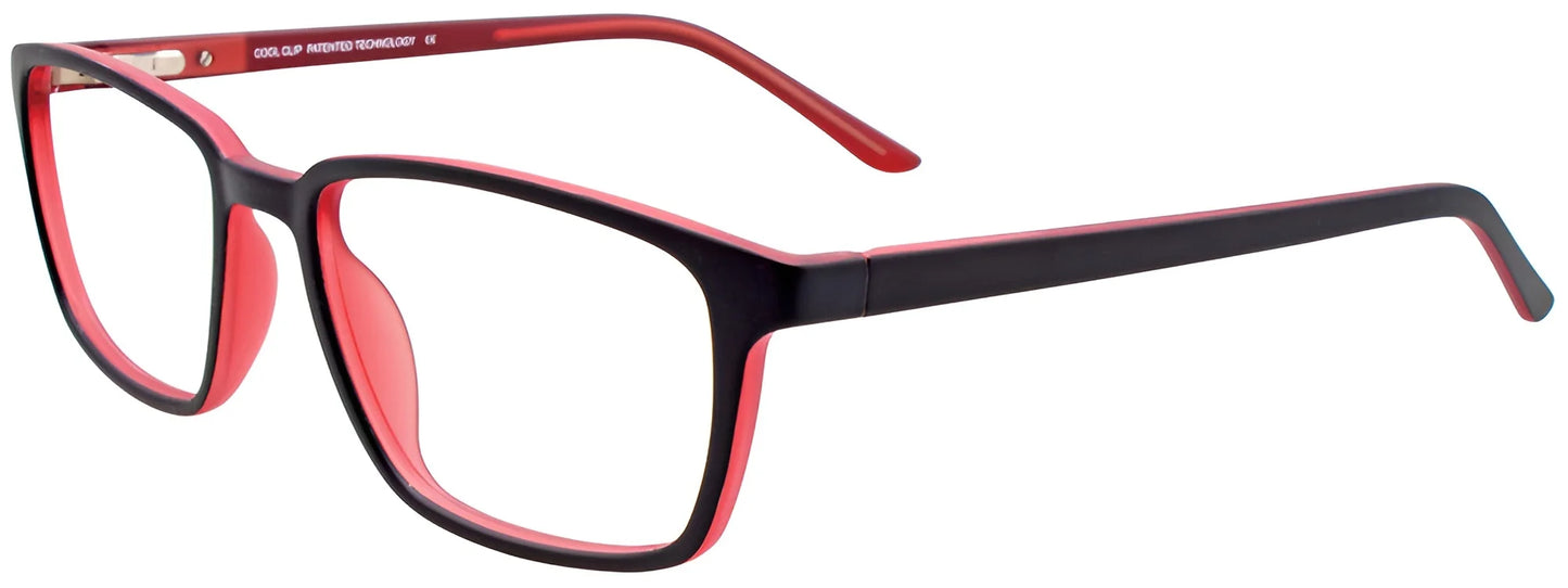 CoolClip CC843 Eyeglasses with Clip-on Sunglasses Black & Red