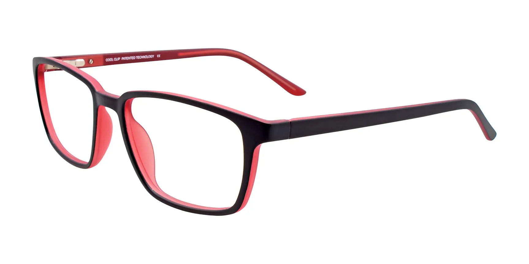 CoolClip CC843 Eyeglasses with Clip-on Sunglasses Black & Red