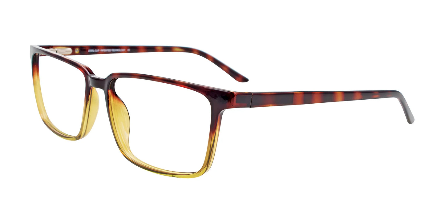 CoolClip CC847 Eyeglasses with Clip-on Sunglasses Dark Demi Amber & Light Crystal Amber / Dark Amber