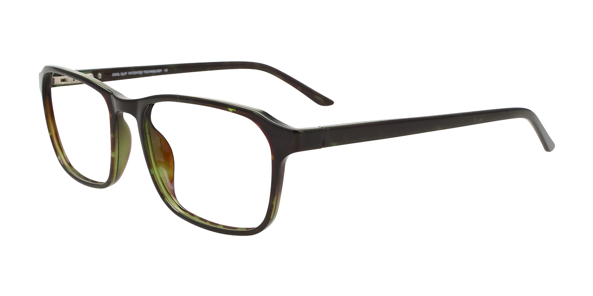CoolClip CC849 Eyeglasses with Clip-on Sunglasses Dark Demi Green