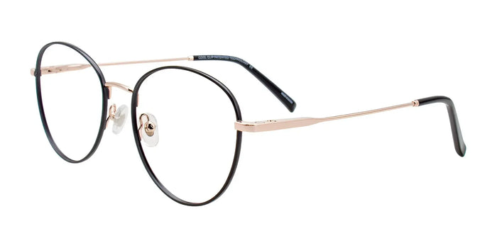 Coolclip CC852 Eyeglasses with Clip-on Sunglasses | Size 53 / Black & Pink Gold