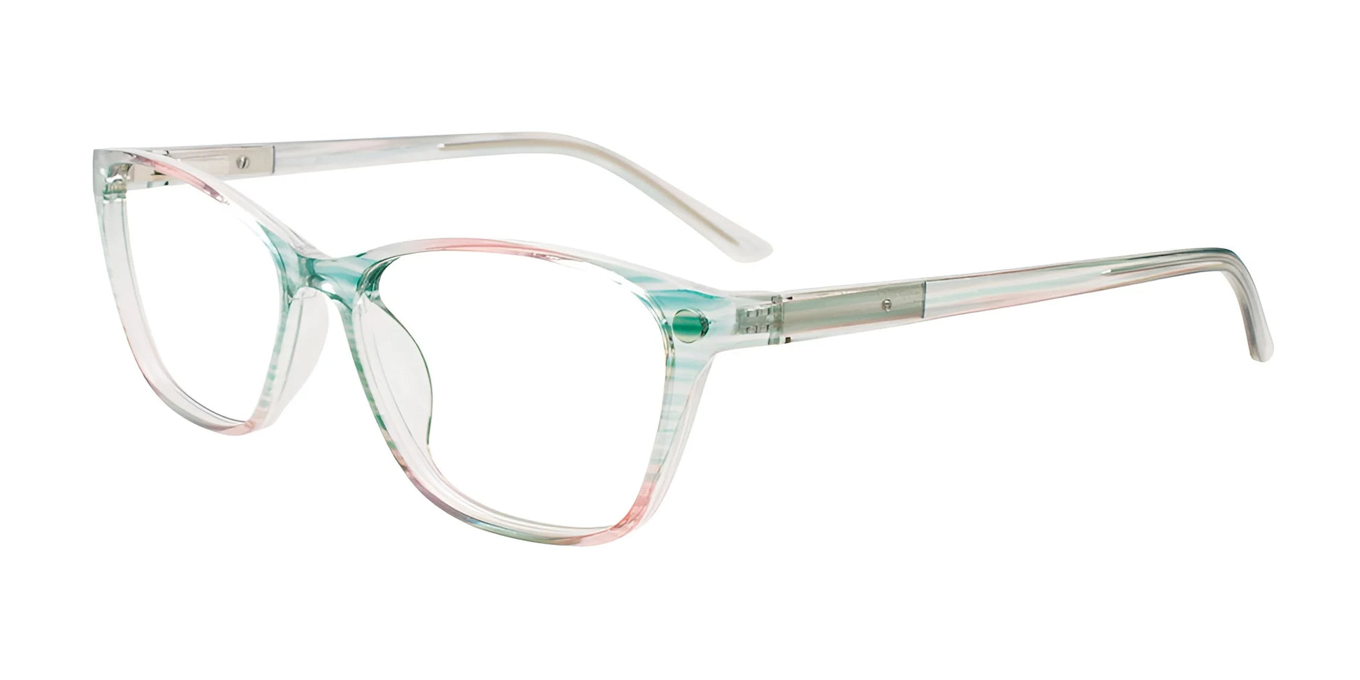 CoolClip CC855 Eyeglasses with Clip-on Sunglasses Tr. St. Green & Pink